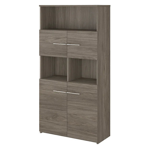 Bücherregal mit 5 Ablagen und 4 Türen, geschlossenem Stauraum - 36x16x70 Zoll