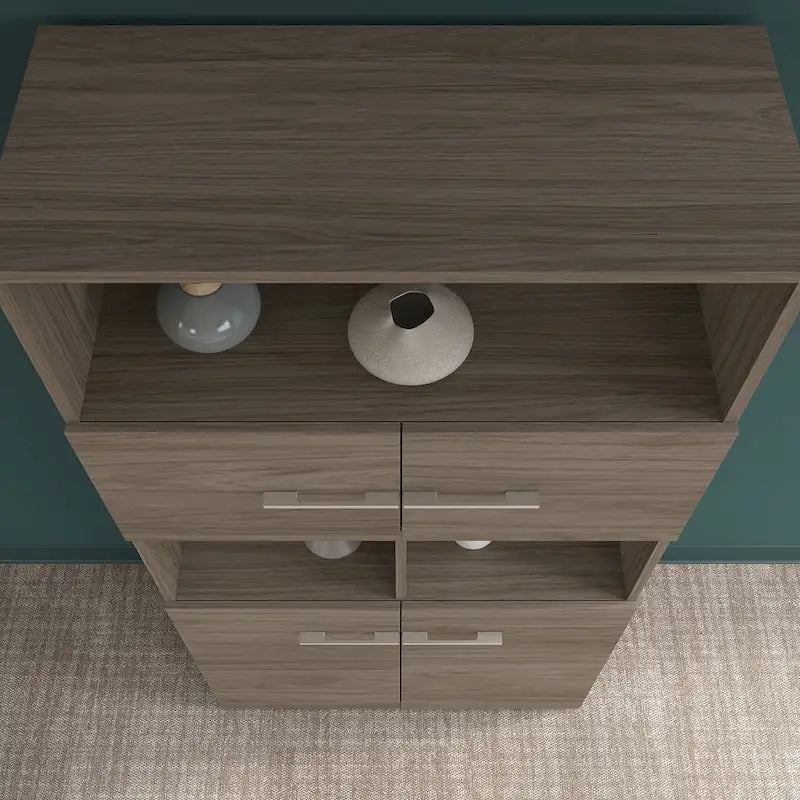 Libreria a 5 ripiani e 4 ante con vani chiusi - 36x16x70 pollici