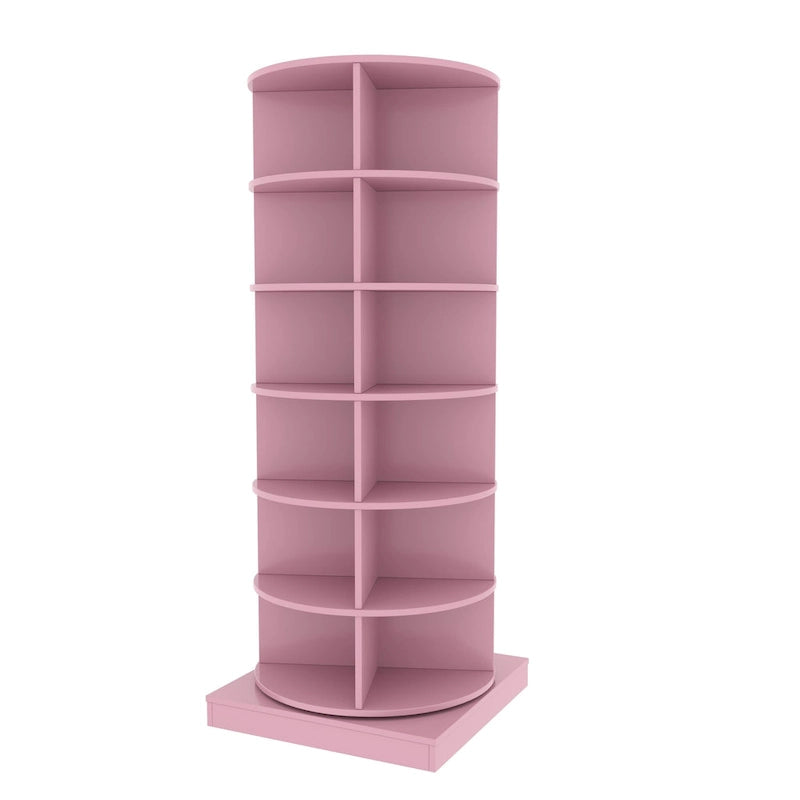 Rosa Schuhschrank, um 360° drehbar, 6 Ebenen
