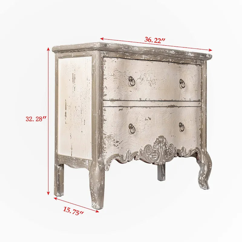 Vintage-Schrank aus Massivholz mit 2 Schubladen und Metallgriffen
