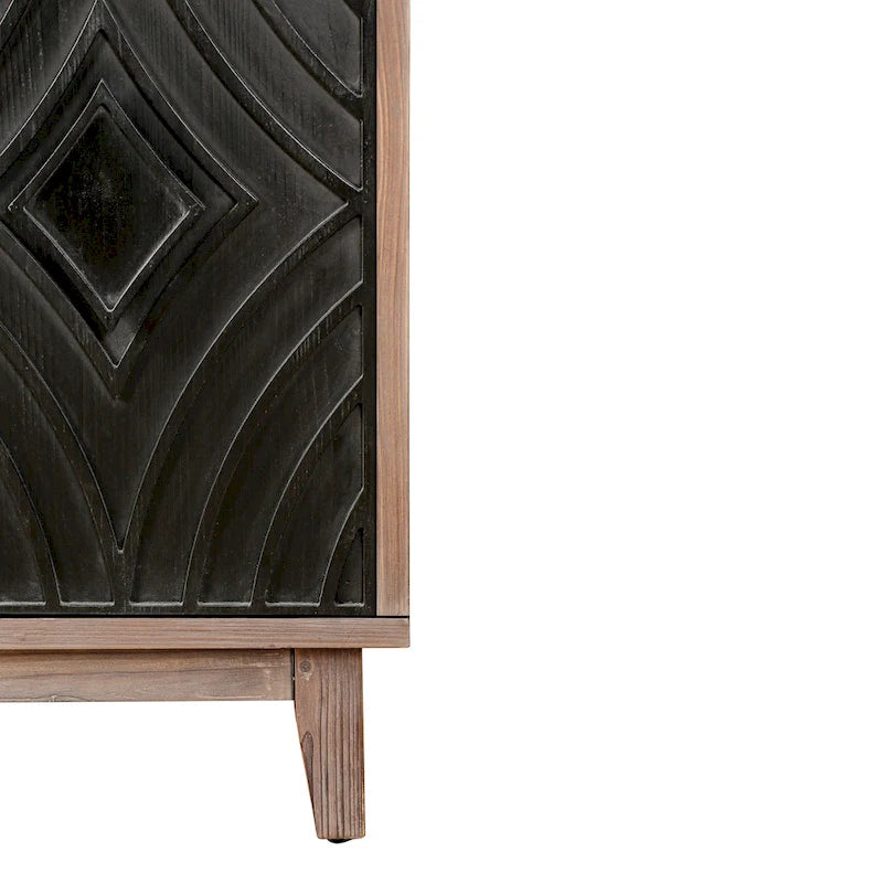 Sideboard-Buffetschrank im Mid-Century-Stil mit 4 Türen und 2 Einlegeböden
