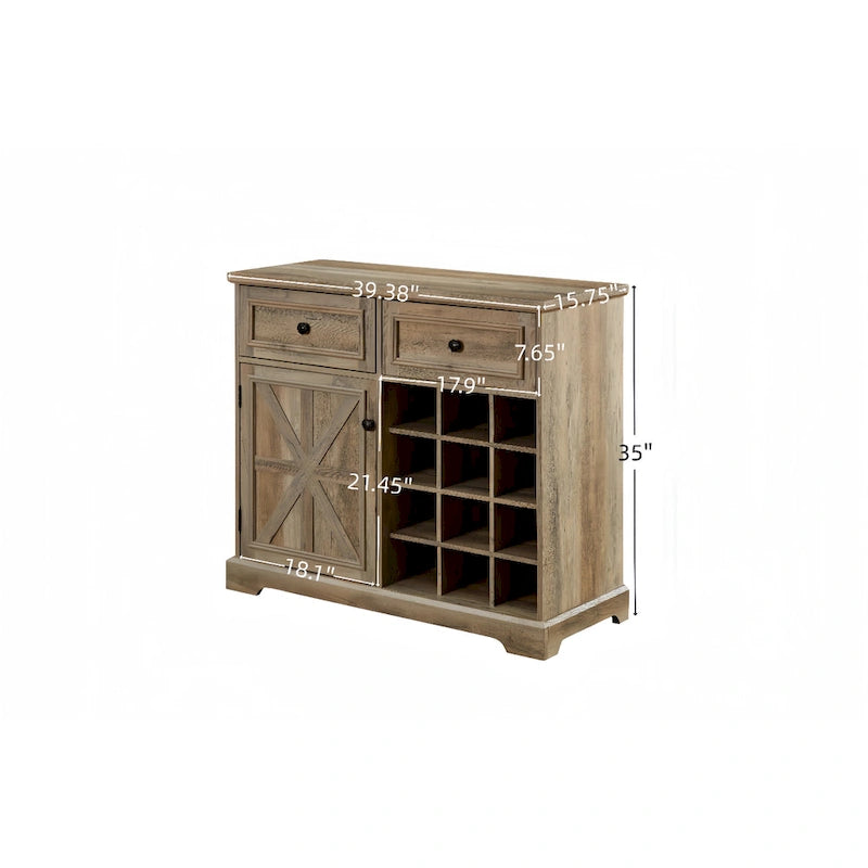 Buffet Cabinet with Storage Sideboard, Wine Bar Cabinet with Removable Wine Racks, Coffee Bar Cabinet with Adjustable Shelf