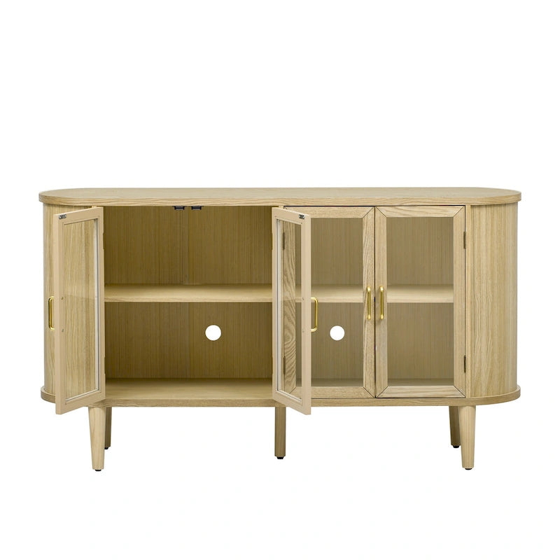 Sideboard im Landhausstil mit Türen aus gehärtetem Glas und verstellbaren Einlegeböden