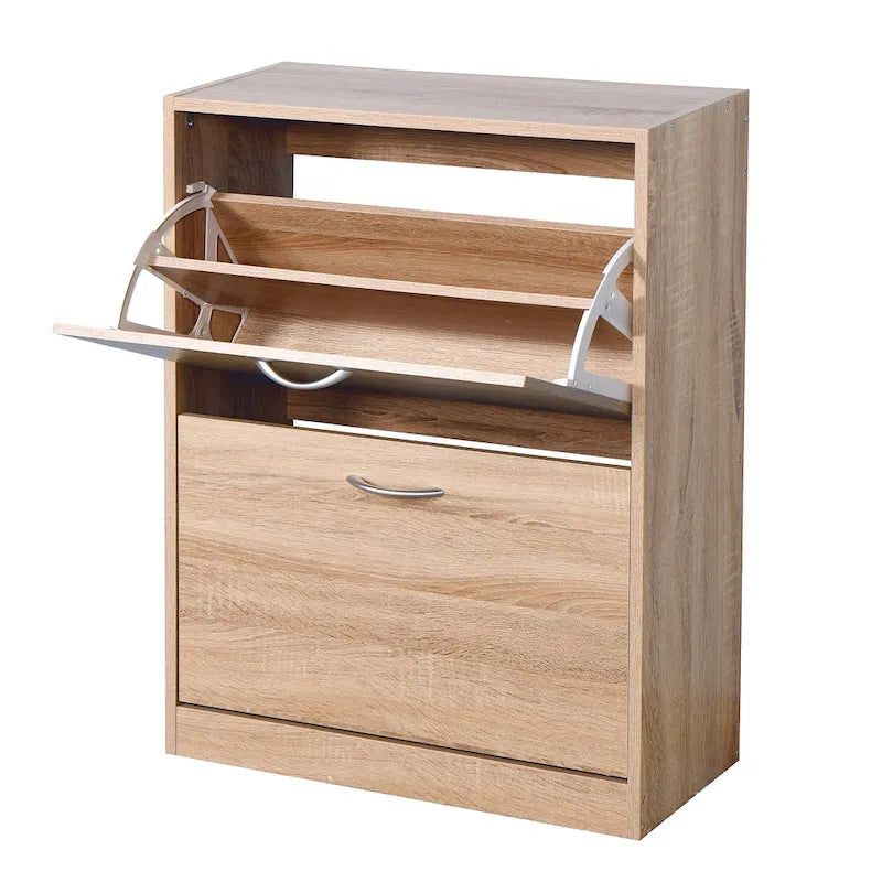 Schuhschrank aus Holz für den Eingangsbereich, weißer Schuhschrank mit 2 Klapptüren