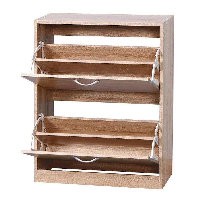 Schuhschrank aus Holz für den Eingangsbereich, weißer Schuhschrank mit 2 Klapptüren