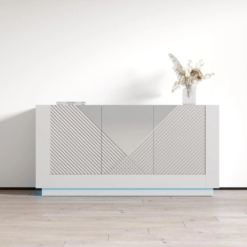 Modernes Hochglanz-Sideboard-Buffetschrank - 63W x 14.5D x 31.1H Zoll