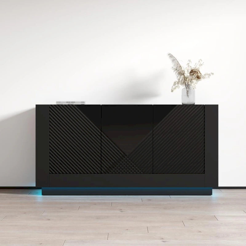 Modernes Hochglanz-Sideboard-Buffetschrank - 63W x 14.5D x 31.1H Zoll