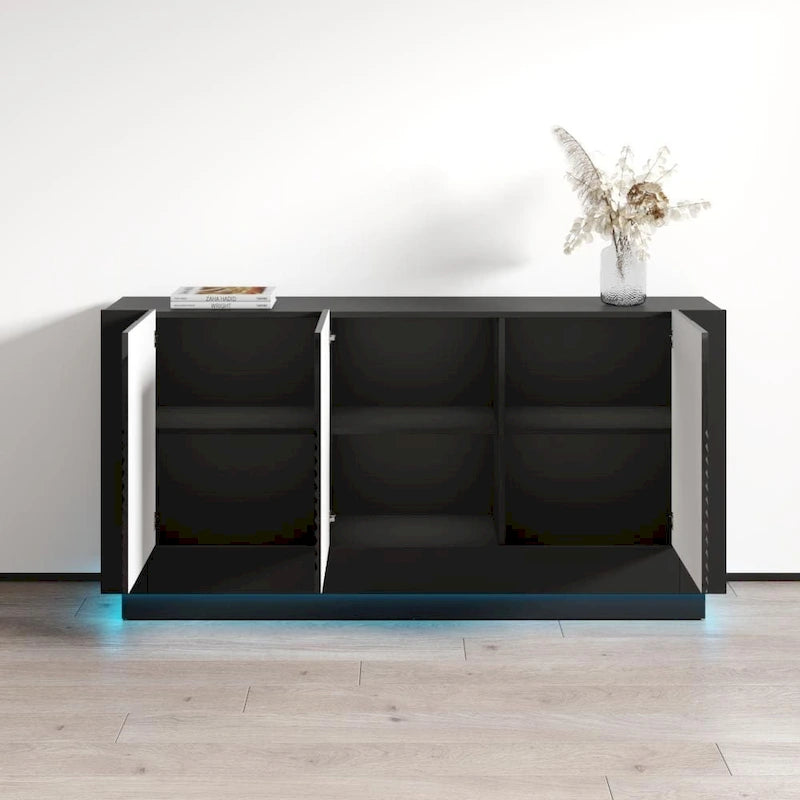 Modernes Hochglanz-Sideboard-Buffetschrank - 63W x 14.5D x 31.1H Zoll