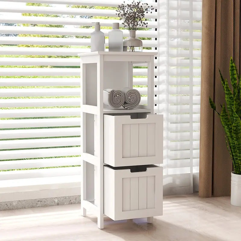 Mobile da bagno a pavimento con 2 cassetti, scaffale organizer contenitore