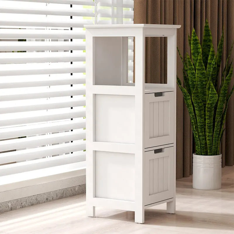 Mobile da bagno a pavimento con 2 cassetti, scaffale organizer contenitore