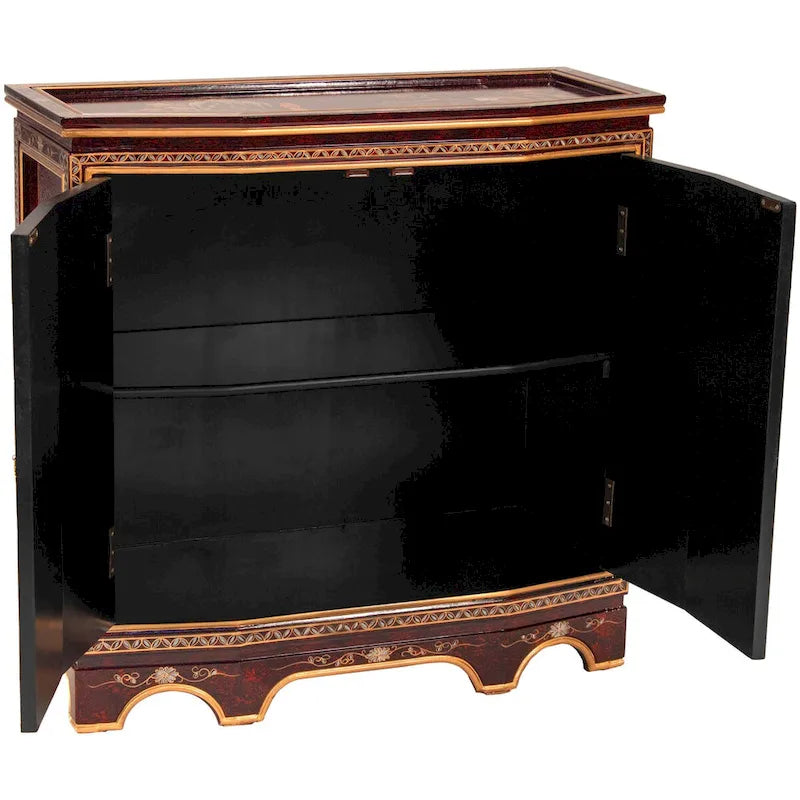 Rotes Lack-Sideboard mit schräger Front - Landschaft