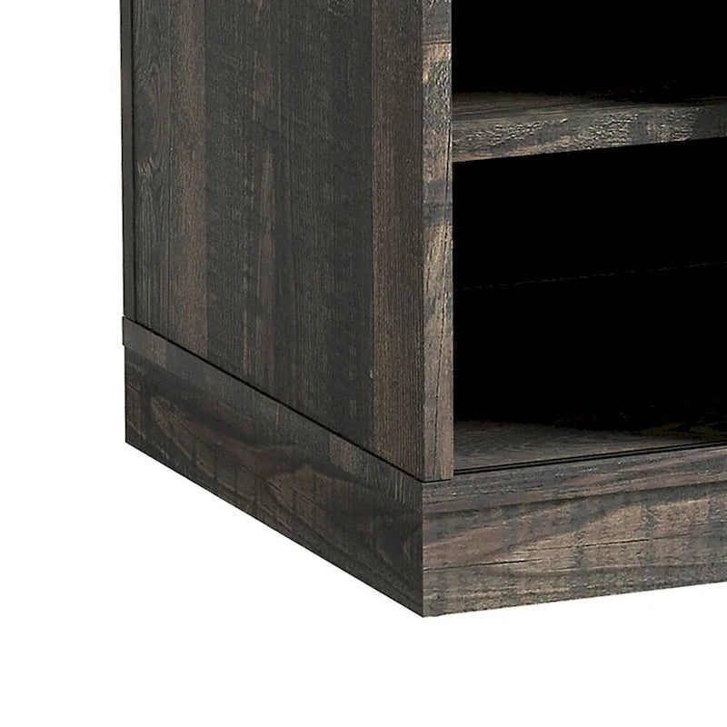 Holz-Aufbewahrungsbank im Vintage-Landhausstil mit Schiebetüren