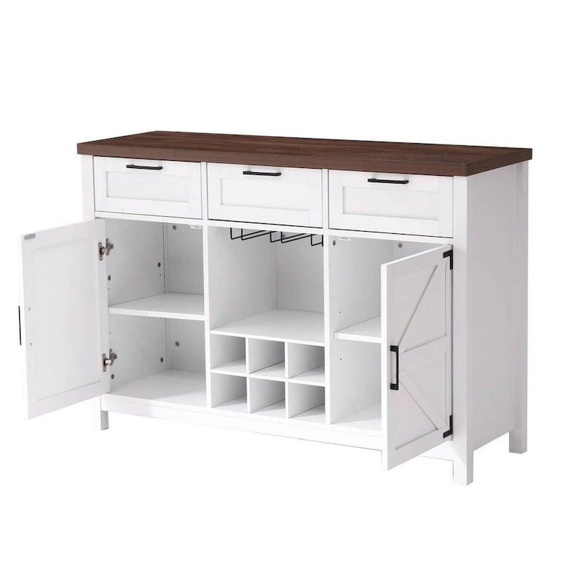Weinbar-Sideboard mit 3 Schubladen und Glashalter