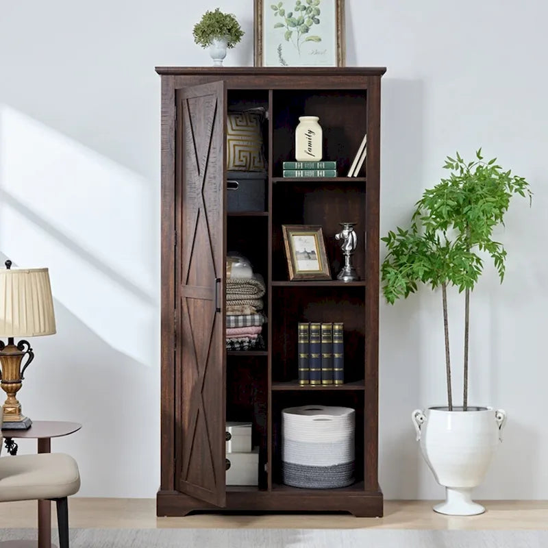 Mobile alto contenitore in legno con ante stile fienile