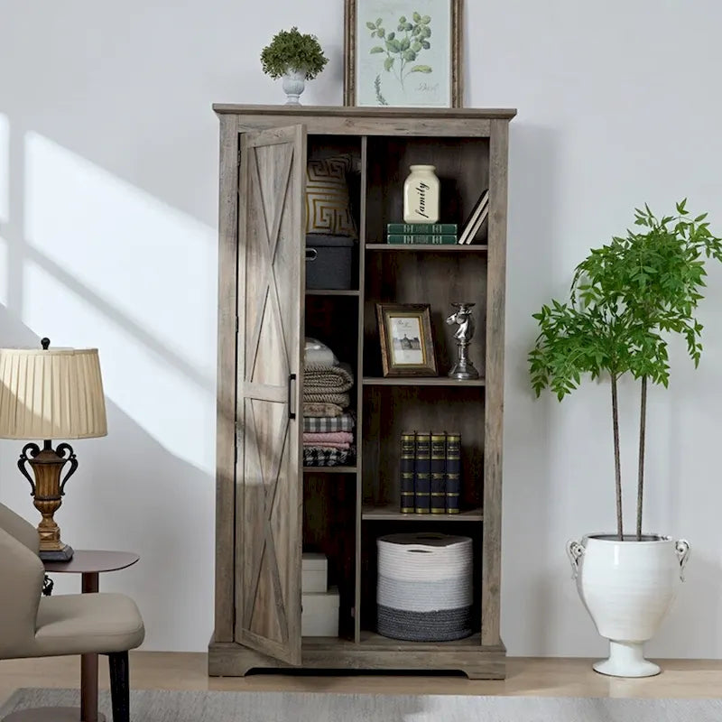 Mobile alto contenitore in legno con ante stile fienile