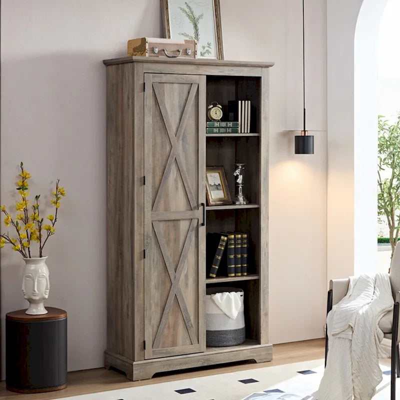 Mobile alto contenitore in legno con ante stile fienile