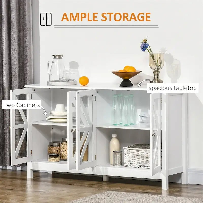 Buffetschrank mit Türen aus gehärtetem Glas und verstellbarem Einlegeboden