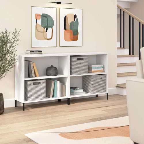 Bücherregal mit 2 Ablagen, Stauraum und Stahlfüßen