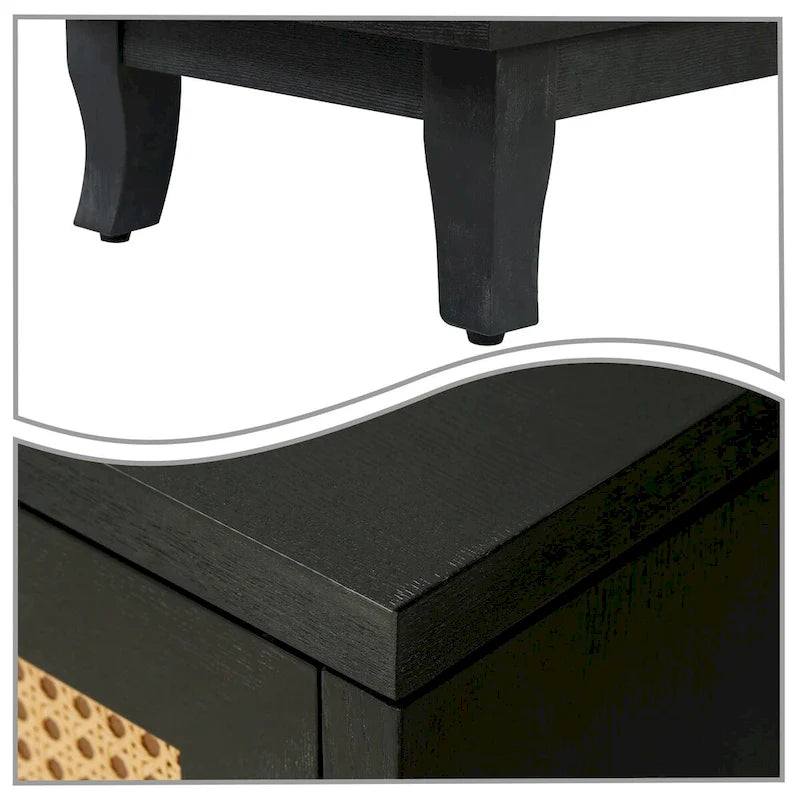 Modernes Sideboard im Landhausstil mit zwei Rattantürenschränken