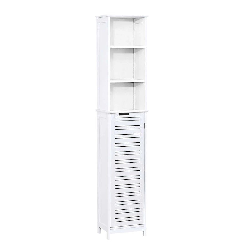 Hochschrank für das Badezimmer in Miami-Weiß, schlanker Wäscheschrank - 13 7/8L x 10.4W x 68H