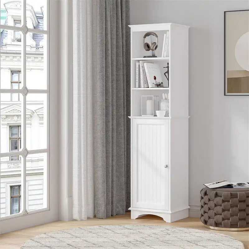 Freistehender schmaler Schrank mit 3 offenen Ablagen - 15W x 11.8D x 59.8H