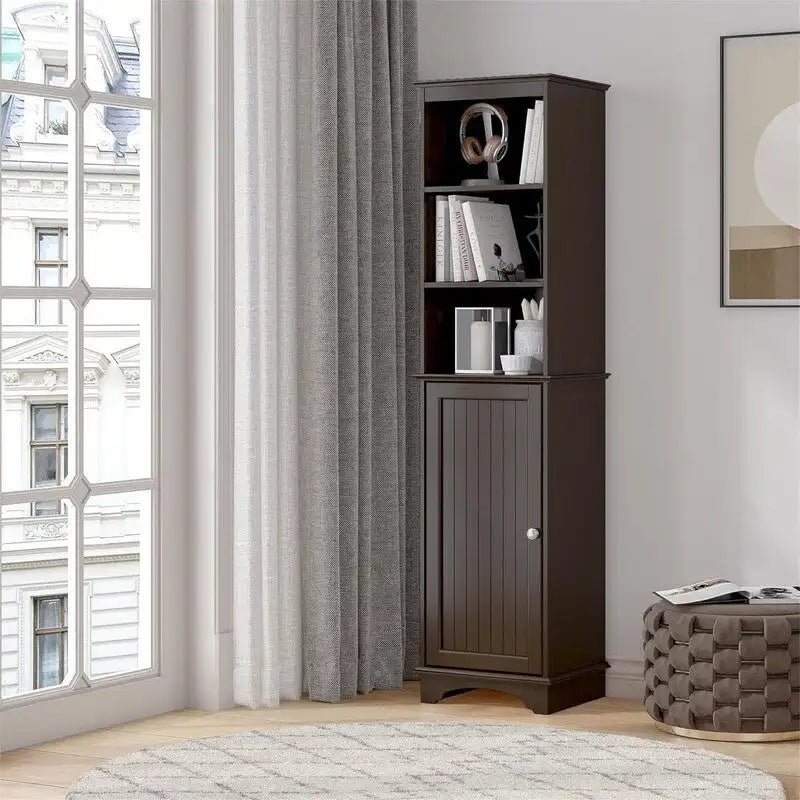Freistehender schmaler Schrank mit 3 offenen Ablagen - 15W x 11.8D x 59.8H