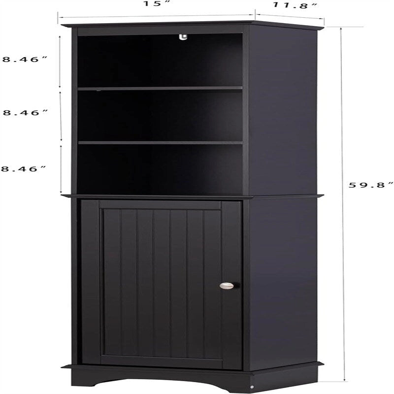 Freistehender schmaler Schrank mit 3 offenen Ablagen - 15W x 11.8D x 59.8H