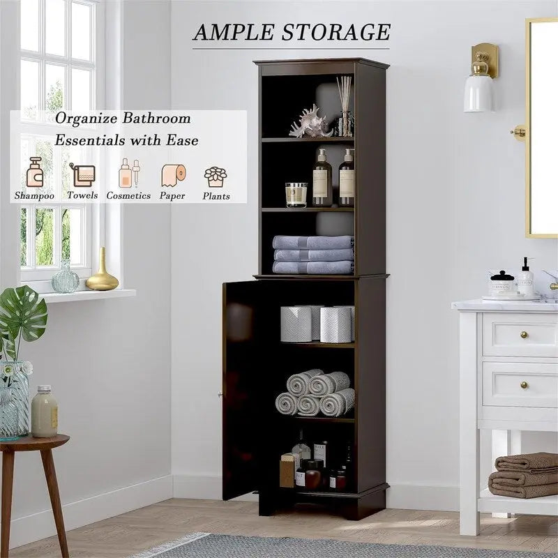 Freistehender schmaler Schrank mit 3 offenen Ablagen - 15W x 11.8D x 59.8H