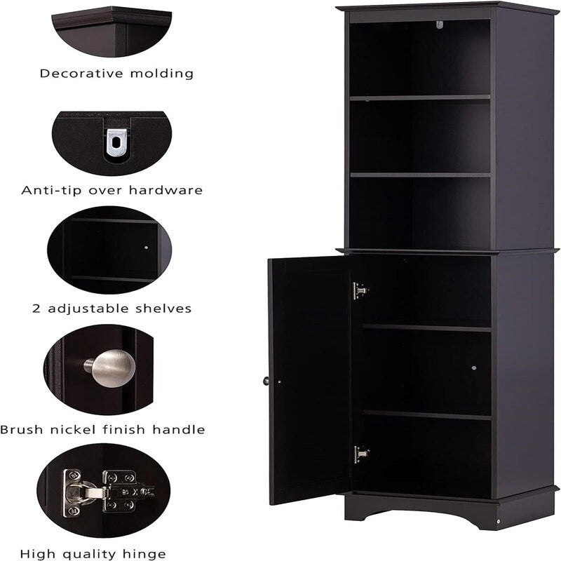 Freistehender schmaler Schrank mit 3 offenen Ablagen - 15W x 11.8D x 59.8H