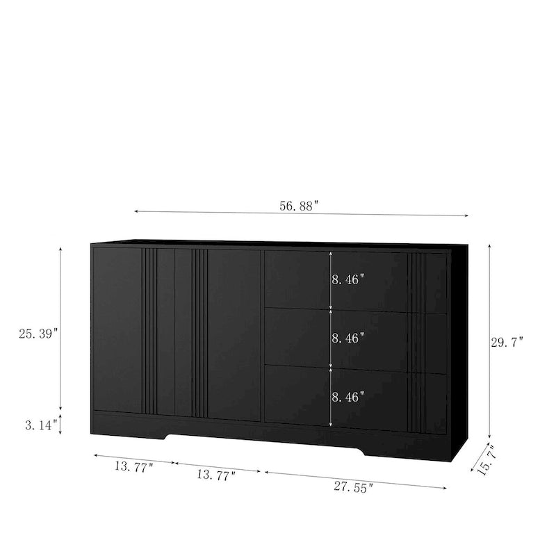 Modernes Sideboard-Buffet mit 3 Schubladen und 2 Schränken mit Doppeltüren