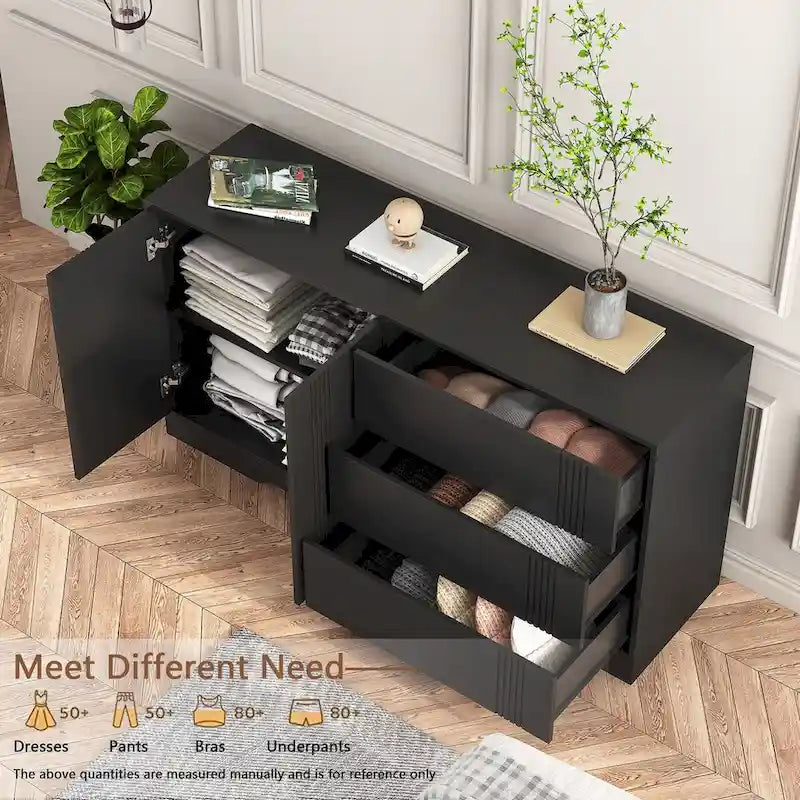 Modernes Sideboard-Buffet mit 3 Schubladen und 2 Schränken mit Doppeltüren